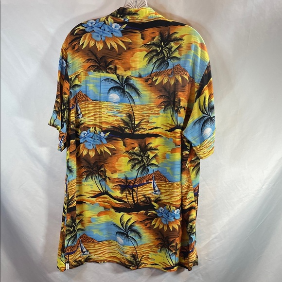 One Teaspoon Tropical Sunset Button Down Shirt - Yellow and Blue - Picture 8 of 8